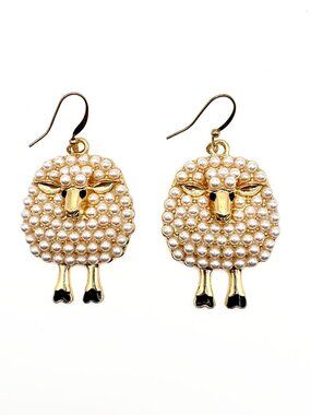 Cute Sheep Faux Pearl Dangle Earrings